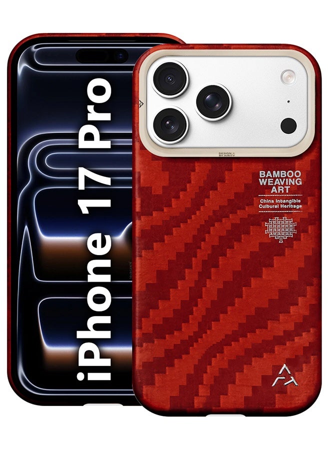 AIRITY Bamboo Fiber Protective Case for iPhone 17 Pro – Ultra Durable, Lightweight & Premium Design Red - Image 1